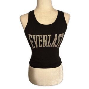 Everlast Women’s Black Athletic Fitted Tank Top Built In Bra Lining Small